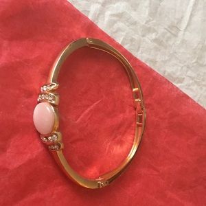 Bangle bracelet gold with white stone rhinestone